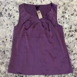 Ann Taylor Purple Pleated Sleeveless Blouse NWT